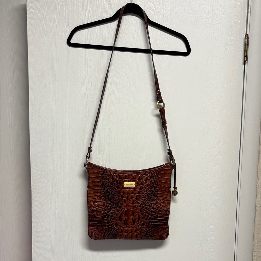 Brahmin Brown Croc-Embossed Crossbody Bag‎